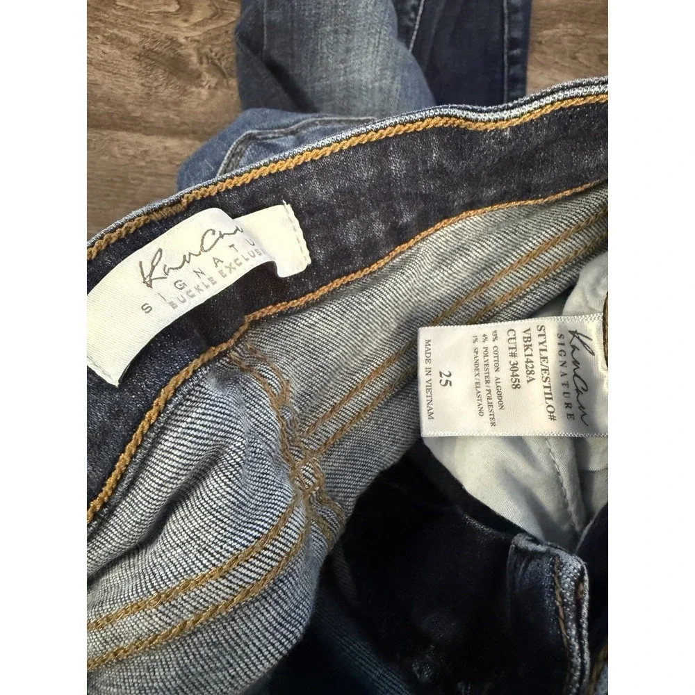 Kancan Signature MidRise Ankle distressed Skinny Jeans Womens 25 Buckle Raw Hem